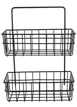 Двухъярусная металлическая настенная полка stenson m50231 - 25.5x10x33.5 см
