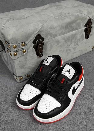 Nike air j0rdan 1 low низкие белые с чёрным и красным