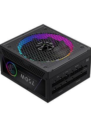 Блок живлення gamemax rgb pro 750g чорний 750w atx 3.1 модульний 80+ gold 140 мм вентилятор підсвічування rgb для пк (rgb pro