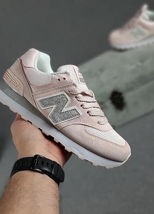 N1w balance 574 бледно розовые серебристая n