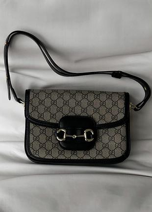 Gucci horsebit 1955 черно-серый е
