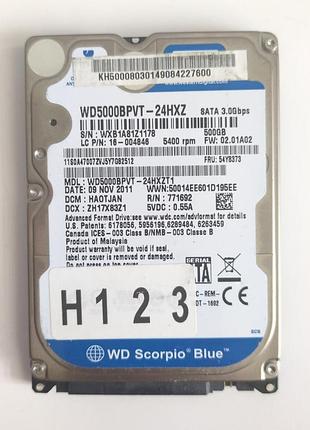 Донор hdd wd5000bpvt 24hxzt1 h123 2060-771692-005 rev a