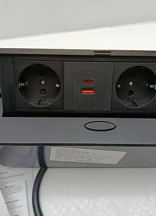 Врізна подвійна розетка 1*usb, 1*type-c з кнопкою вимкнення