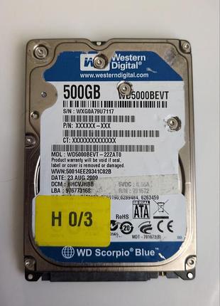 Донор hdd wd5000bevt 22zato h0123 2060-701572-002 rev a