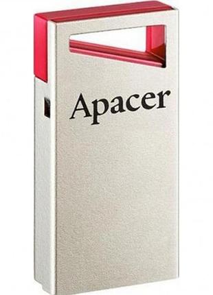 Флеш память apacer ah112 32gb серебристо-красный usb 2.0 компактен для хранения данных (ap32gah112r-1)