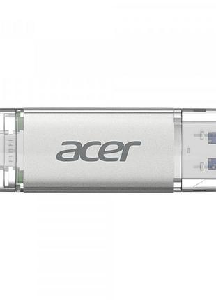 Флеш пам’ять acer ut300 128gb сірий метал usb 3.2 gen 1 dual drive type-c та type-a для смартфона ноутбука та пк (ut300-128gb)