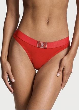 Трусики стрінги victoria's secret, logo cotton shine patch thong panty