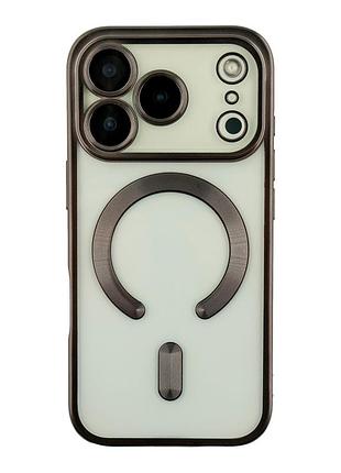 Чехол накладка tpu metallic chrome full camera magsafe для iphone 17 pro max черный хром