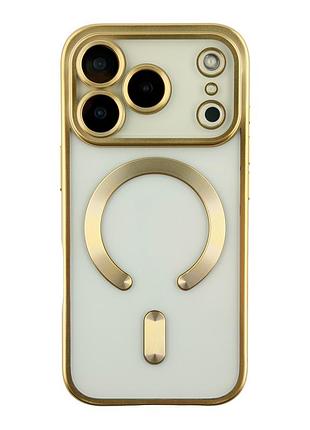 Чехол накладка tpu metallic chrome full camera magsafe для iphone 17 pro max золотой хром
