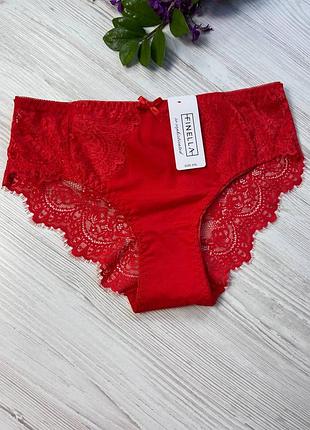 Трусики женские из хлопка декорированы кружевом от бренда finella 90789