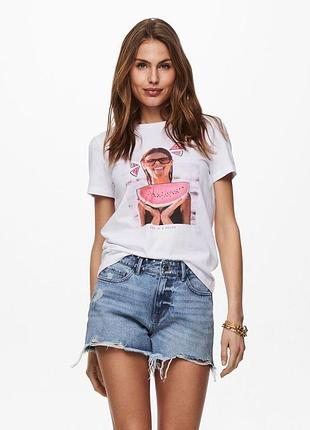Футболка onllana life reg s/s photo top box jrs 15228829 bright white melon only l белый 15228829brightwhitemelon xs