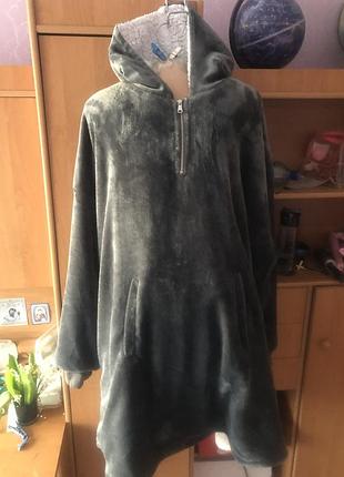 Меховушка, плюшева туника, кофта, худи, 2-3xl, trokki. слип, пижама