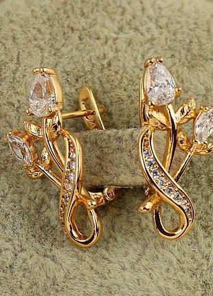 Серьги xuping jewelry нежное цветение 2,3 см золотистые love-shopping