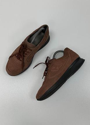 Оригінальні кросівки hogan interactive leather suede sneakers brown