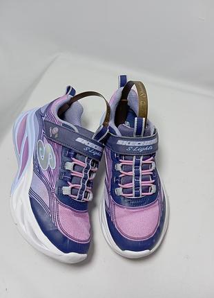 Кросівки. skechers s-lights: sola glow ombre deluxe navy, для дівчинки , фіолетові