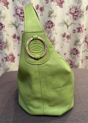 Сумка,натуральна шкіра tods, салатовий колір , діаметр 20 см,висота 30 см