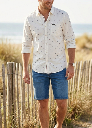 Розмір l біла чоловіча сорочка з візерунком бренду wrangler, яка відома своєю довговічністю та якісними матеріалами