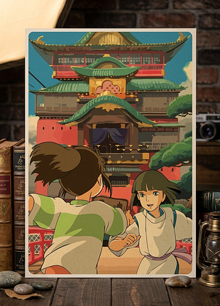 Плакат постер на крафтовой бумаге «унесённые призраками / spirited away» 42х30см
