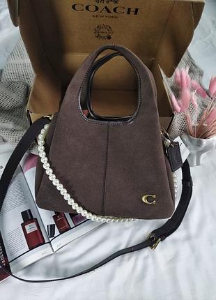 Женская сумка премиум coach lana shoulder bag chocolate