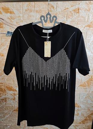 Черная футболка оверсайз батал l xl xxl