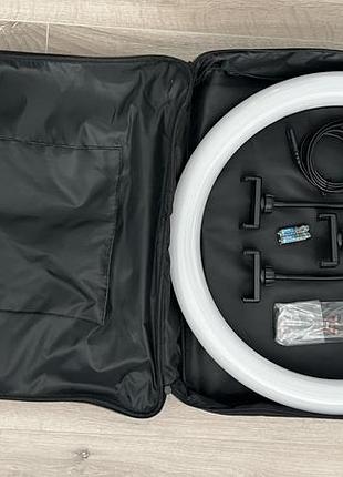 Кільцева led-лампа rgb mj18 45 см 3 кріплення + пульт і сумка