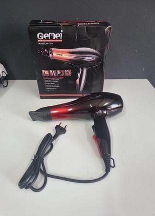 Фен gemei gm-1719 профессиональный с насадкой новый