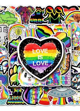 Набір вінілових стікерів, набір наліпок, наклейки rainbow, pride, lgbt стікери, 50 шт