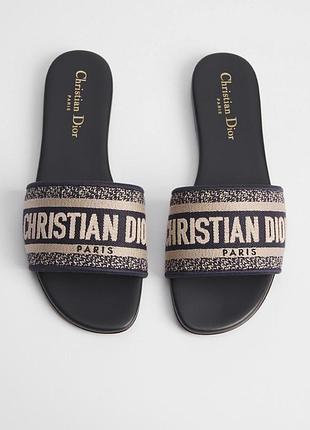 Шльопанці christian dior dway у темно-синьому кольорі