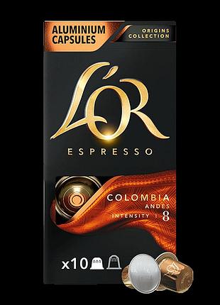 Кава в капсулах nespresso l`or original colombia 10шт
