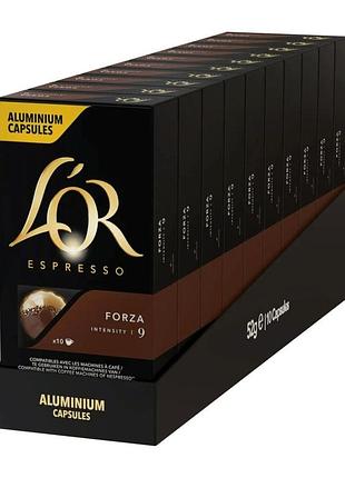Кава в капсулах nespresso l`or espresso forza 100 шт