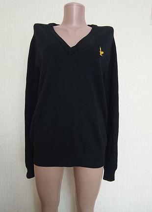Черный джемпер lyle &amp; scott с v-образным вырезом и желтым вышитым логотипом