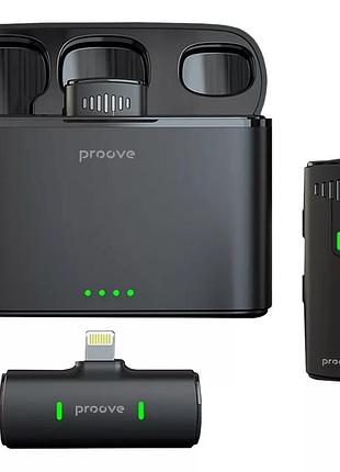 Беспроводной цифровой петличный микрофон proove pmdm00010102 demo с lightning, до 6 часов работы, черный