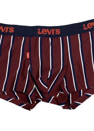 Мужские трусы levis премиум качества, цвет бордовый в полоску, разные размеры в наличии