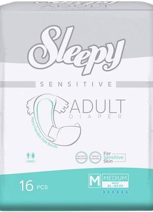 Подгузники для взрослых sleepy sensitive adult medium 85-125 см 6 к 16 шт