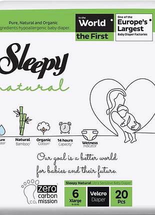 Підгузки sleepy natural 6 (15-25 кг) 20 шт