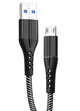 Кабель grunhelm gmc-02mlb microusb 1 м 2.1а тканевая облетка