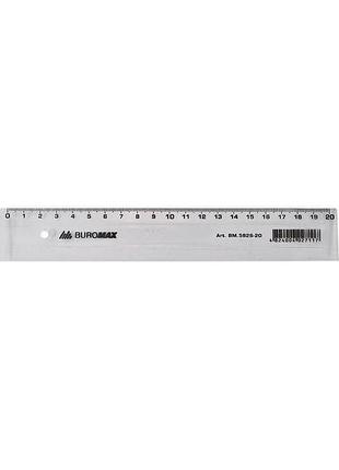 Линейка пластиковая прозрачная buromax вм.5826-20 20 см