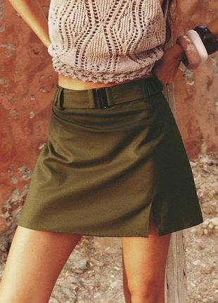 Спідниця-шорти з високою посадкою, з суміші льону від zara, розмір xs❤️