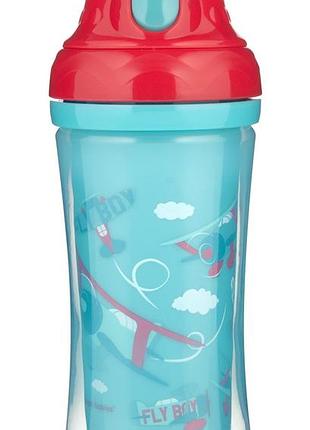 Кружка спортивная с силиконовой трубочкой двойная стенка canpol babies 74/052 самолеты 260 мл