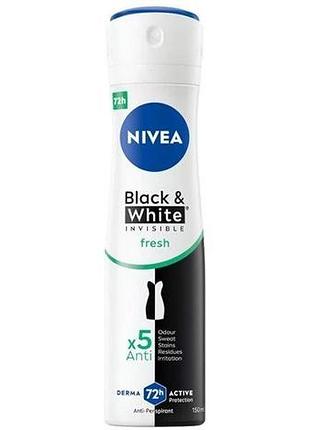 Дезодорант-антиперспірант жіночий nivea black&white fresh спрей 150 мл