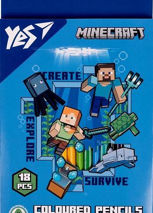 Карандаши детские yes 290715 minecraft 18 цветов