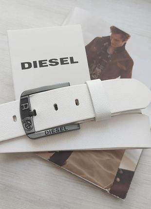 Стильный белый кожаный ремень diesel