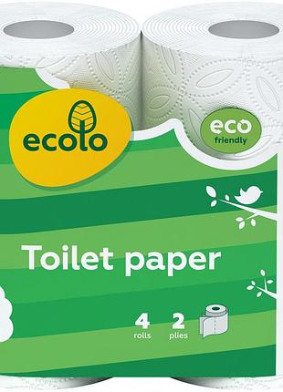 Туалетная бумага ecolo белая 4 рулона