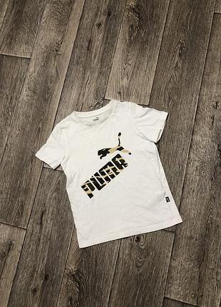 Футболка puma на 7-8 лет 122-128см белая с камуфляжным логотипом