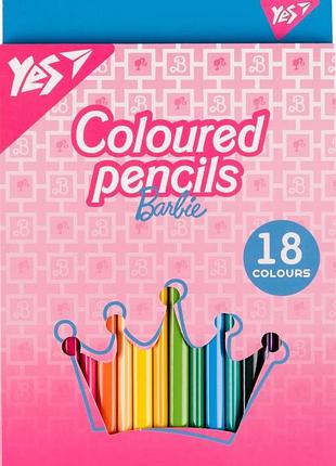 Карандаши детские yes 290735 barbie 18 цветов