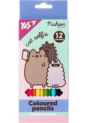Карандаши цветные yes 290761/290721 pusheen 12 цветов