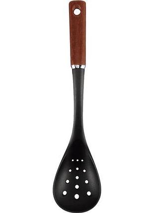 Ложка поварская с отверстиями gusto gt-5806 орех, нейлон