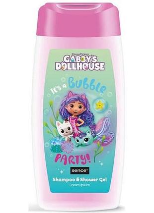 Детский шампунь-гель для душа 2in1 gabby\'s dollhouse it`s a bubble party 210 мл