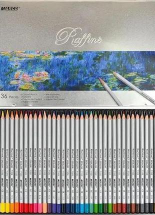 Карандаши цветные marco 7100-36tn raffine в металлическом пенале 36 цветов