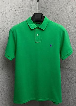 Салатова футболка поло від бренду polo ralph lauren
